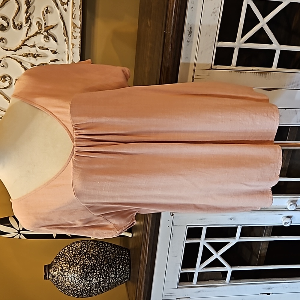 Peachy Pink V-Neck Pullover Top